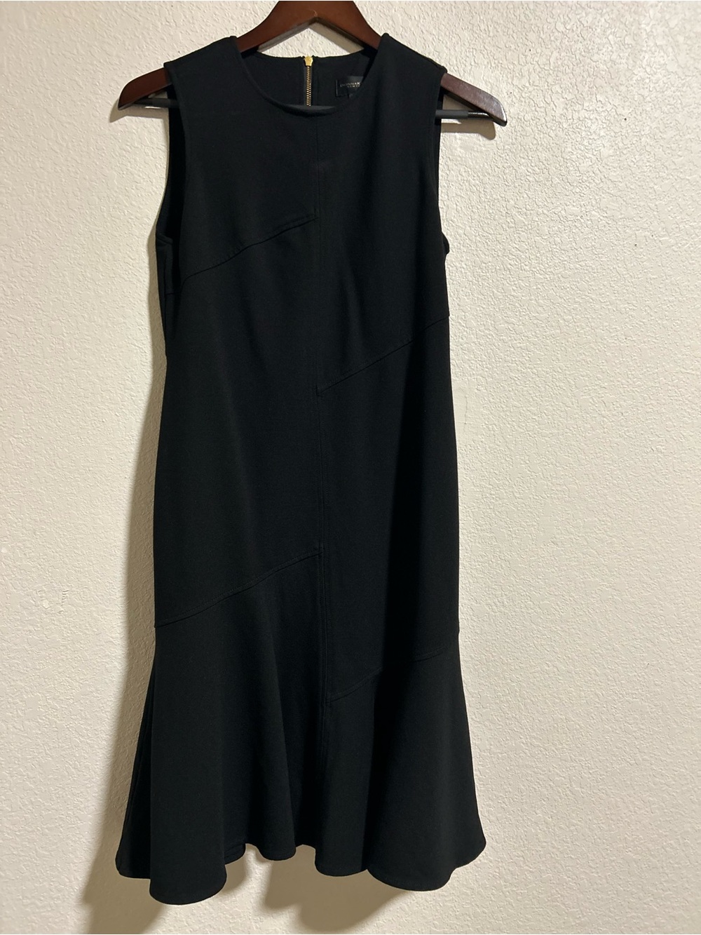 Donna Karan Black Sleeveless Midi Dress with Flared Hem